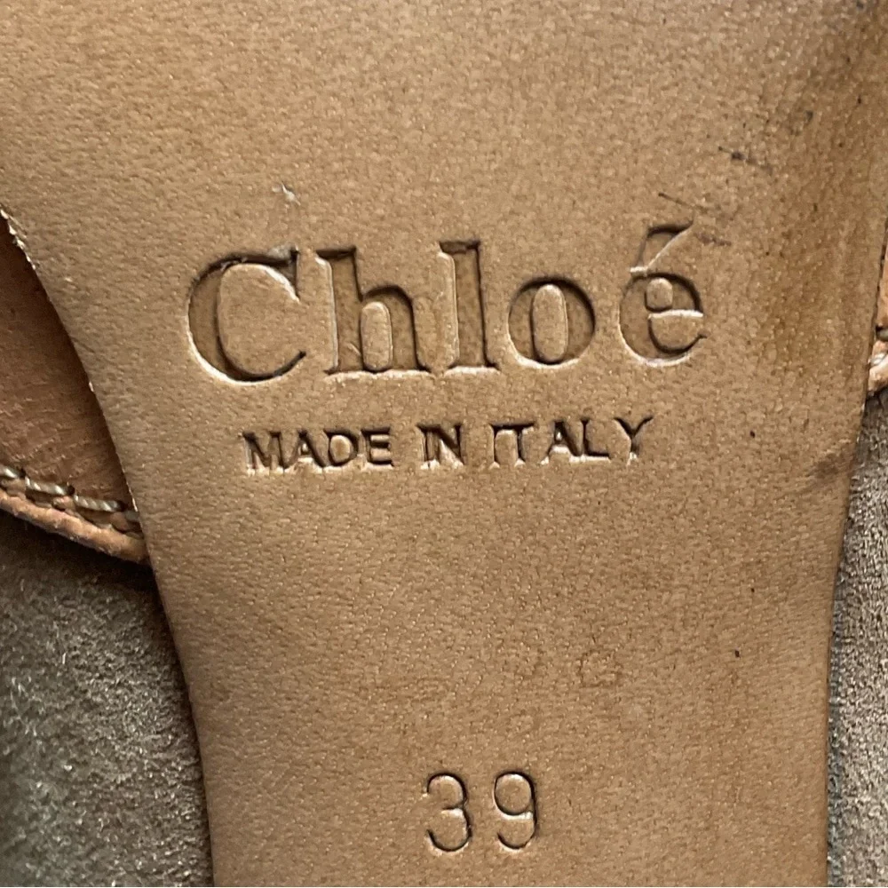 Chloe Tan Suede Leather Switch Color Block Mixed Media High Heel Booties Size 39